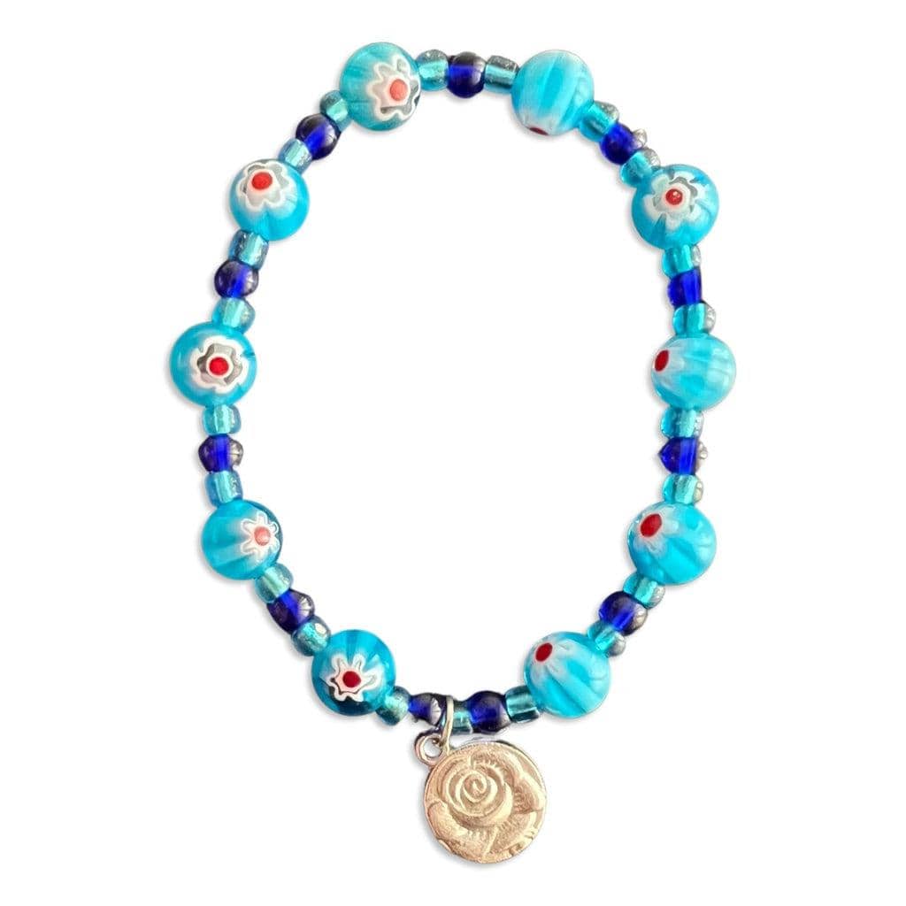 Catholically Bracelet Ten beads Murrina rosary-bracelet - Colorful Aqua beads