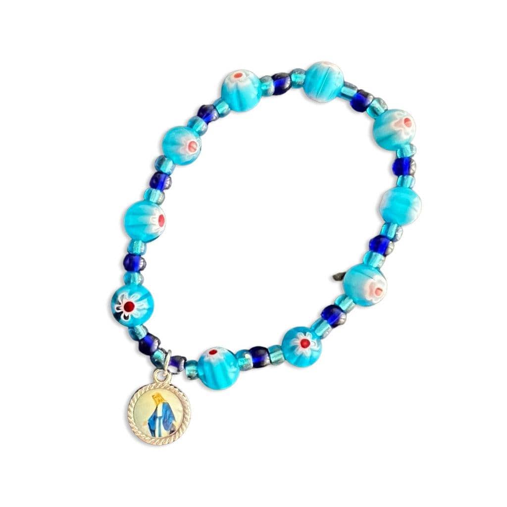 Catholically Bracelet Ten beads Murrina rosary-bracelet - Colorful Aqua beads