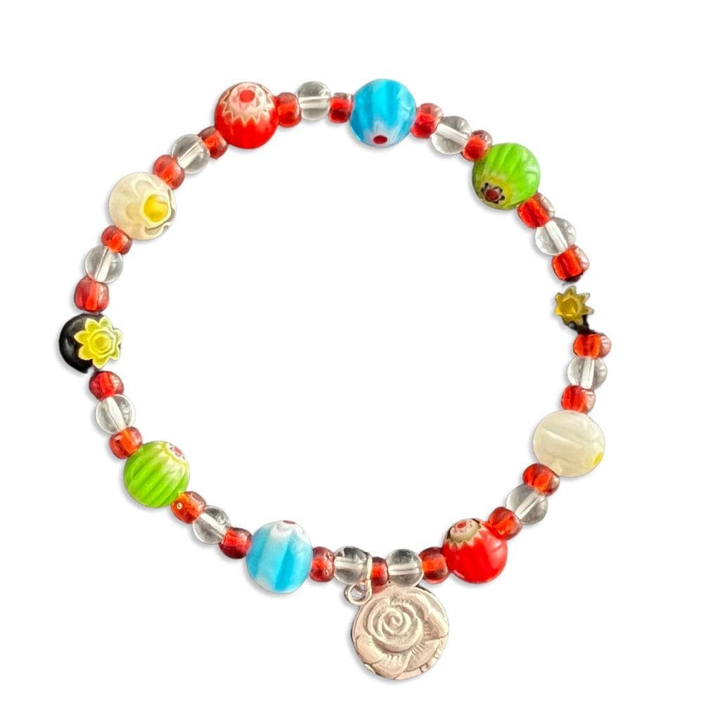 Catholically Bracelet Ten beads Murrina rosary-bracelet - Colorful Red beads