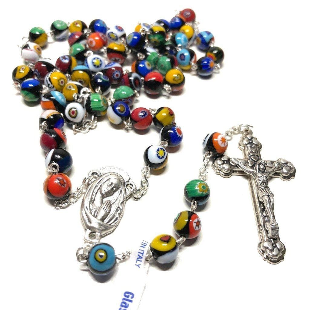 Venetian Glass Murrina Millefiori Glasswork Rosary Blessed By Pope-Catholically