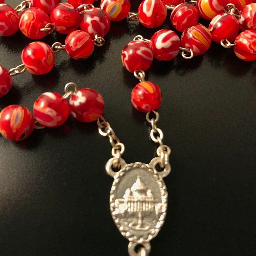 Venetian glass Murrina  Rosary blessed by Pope - Communion / Confirmation - Catholically
