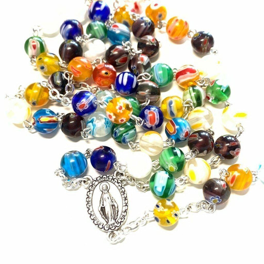 Venetian Glass Murrina Rosary Blessed By Pope - Communion / Confirmation-Catholically