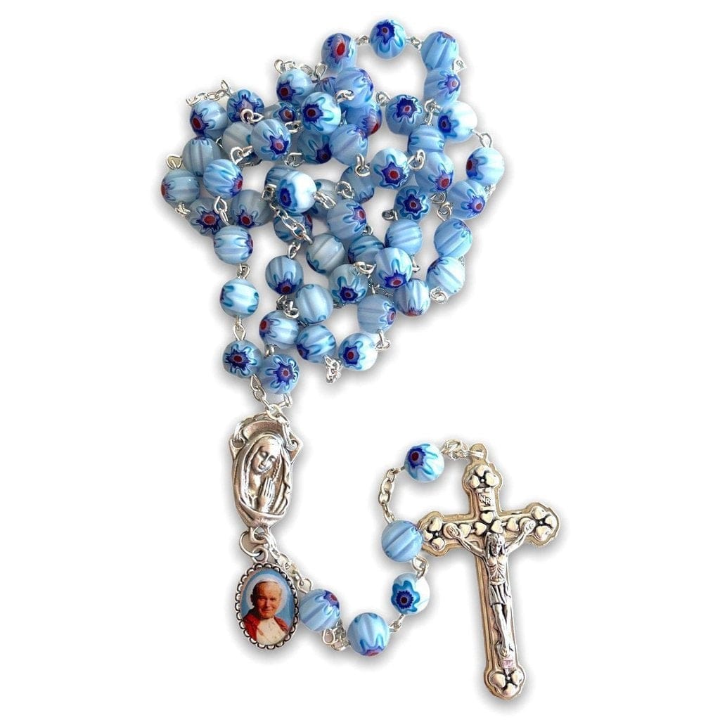 Venetian Glass Murrina Rosary - St. John Paul II Relic - Communion / Confirmation-Catholically
