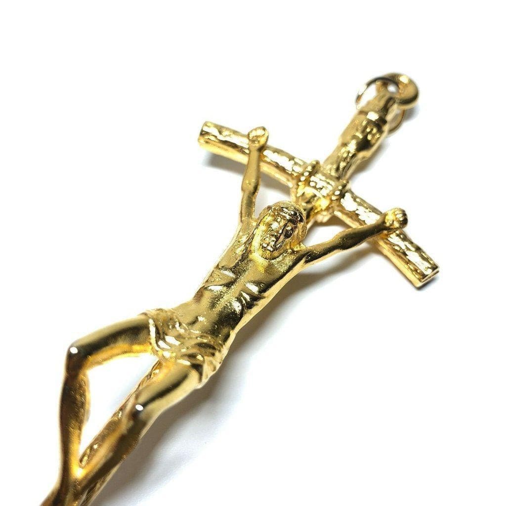Scorzelli Golden Cross - 5 1/2 Crucifix - Blessed by Pope - St. JPII - Catholically
