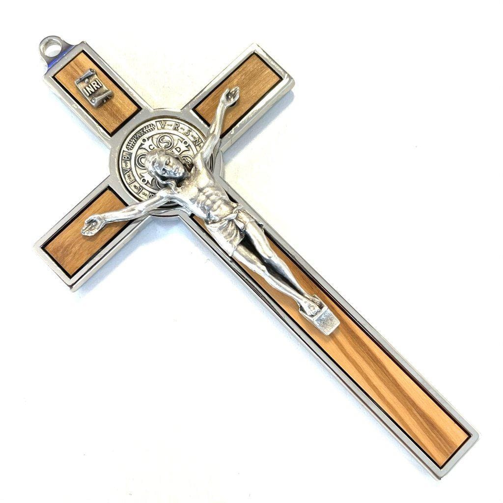 Wood 5" Saint St. Benedict Wall Crucifix - Exorcism- Cross - Blessed By Pope-Catholically