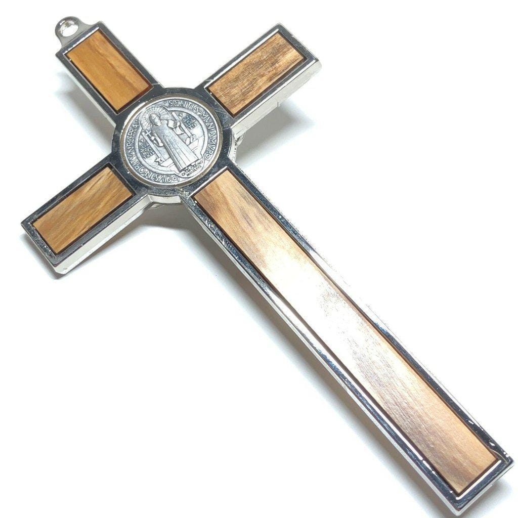 Wood 5" Saint St. Benedict Wall Crucifix - Exorcism- Cross - Blessed By Pope-Catholically