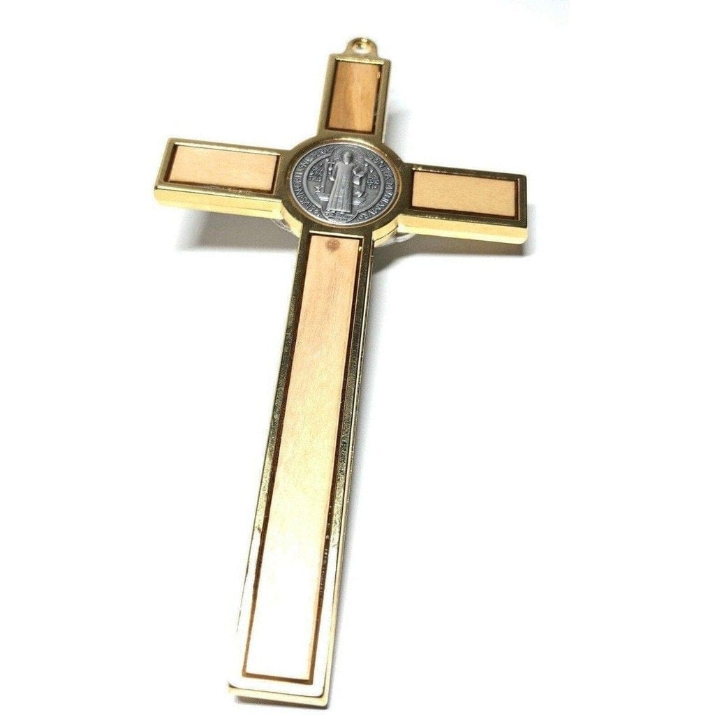 Catholically St Benedict Cross Wood 5" Saint St. Benedict Wall Crucifix - Exorcism- Cross - Blessed By Pope
