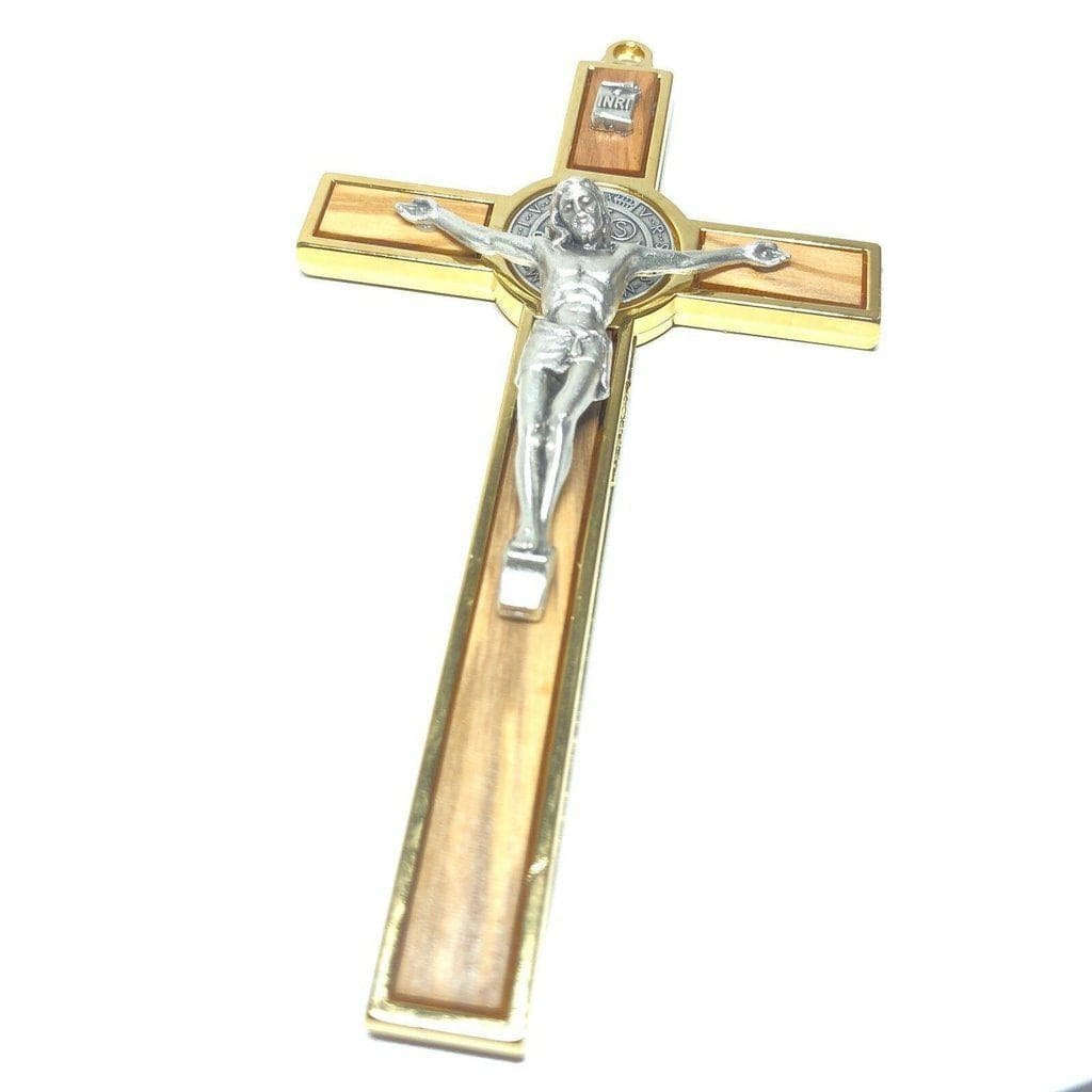 Catholically St Benedict Cross Wood 5" Saint St. Benedict Wall Crucifix - Exorcism- Cross - Blessed By Pope