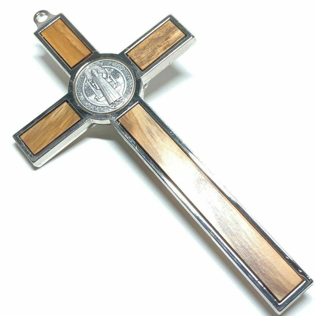 WOOD 8" St. Benedict HUGE Wall Crucifix - Exorcism- Cross - Blessed by Pope-Catholically