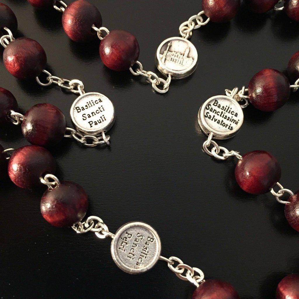 Wooden Rosary -Pope Francis -good pastor Cross - Blessed by Pope - Catholically